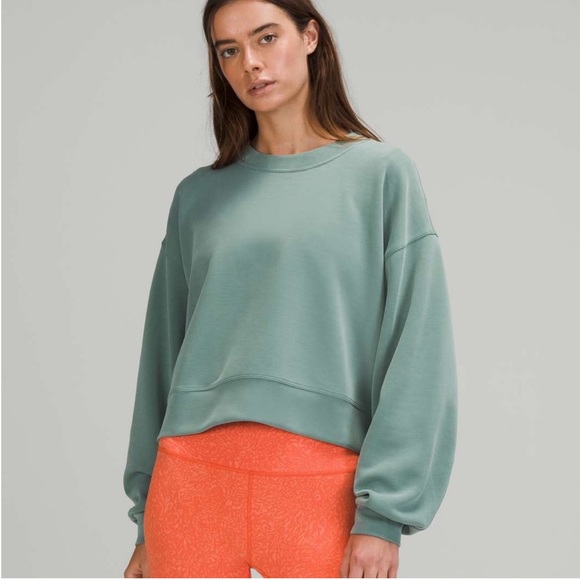 lululemon athletica Tops - LuluLemon Perfectly Oversized Cropped Crew Softsteme Tidewater Teal